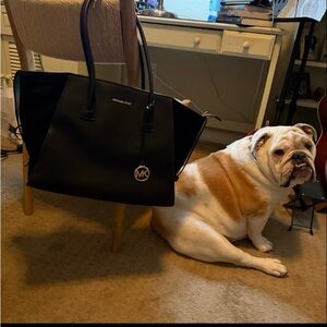 Michael Kors Avril Extra Large Leather and Suede Top-Zip Tote Bag